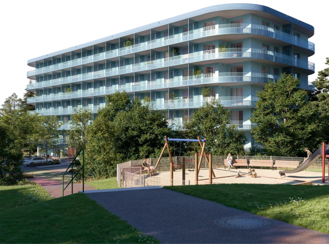 Vizualizace Modřanské Zahrady u dětského hřiště
