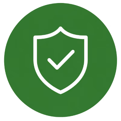 Green circle with a shield/checkmark inside