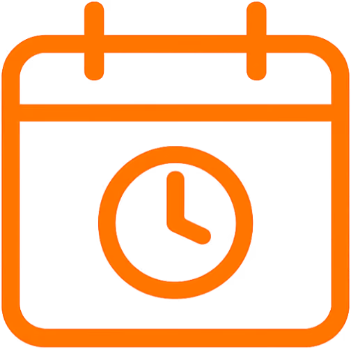 Orange calendar with a clock inside