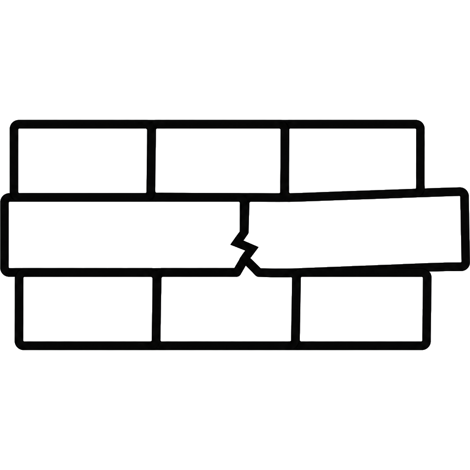 Brick wall with a fractured brick course