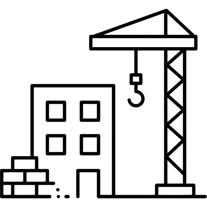 Building beside a crane during works
