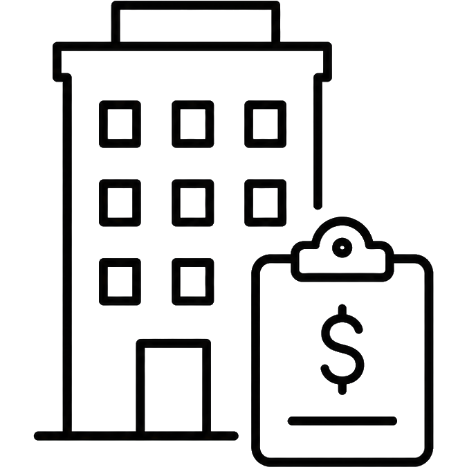 Building beside a dollar clipboard