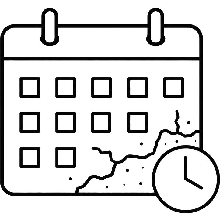 Calendar breaking apart with a clock