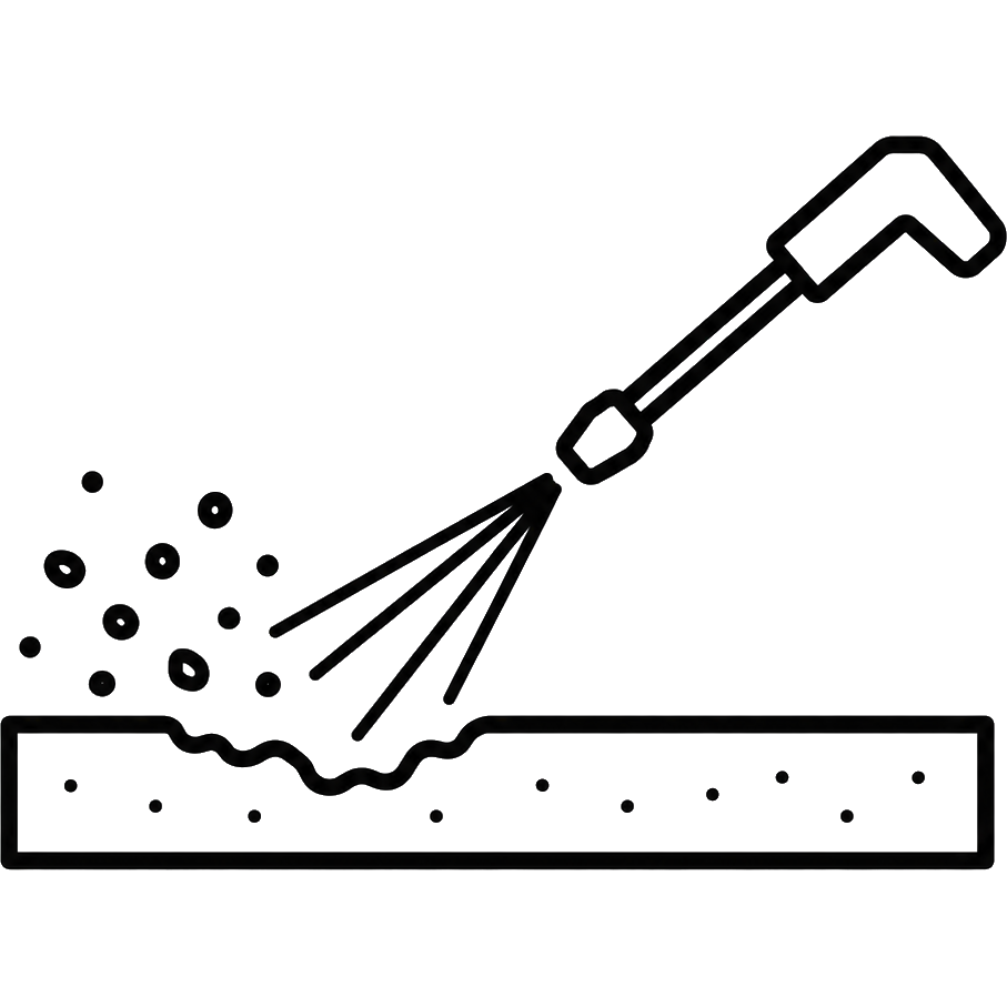 Pressure-wash lance blasting a surface