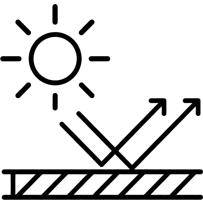Sun with rays reflecting off a surface