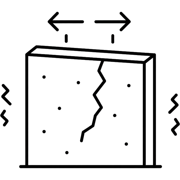 Wall block pulling apart with a crack and movement arrows