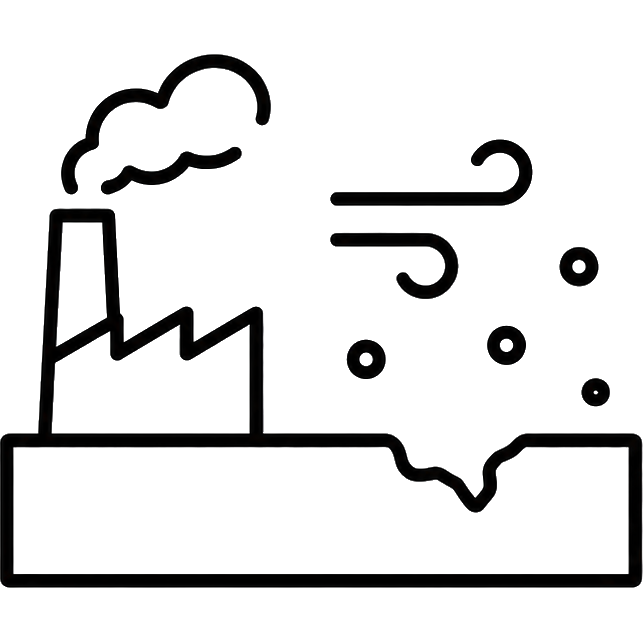 Factory emitting particles settling onto a surface