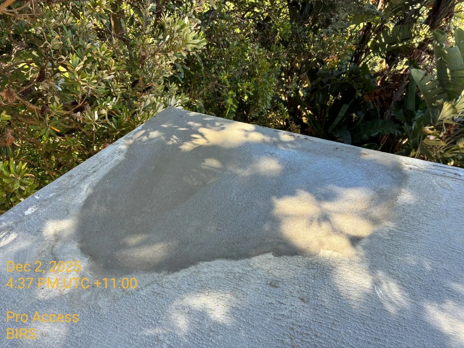 Freshly rendered concrete roof edge after remedial patch repair, Sydney
