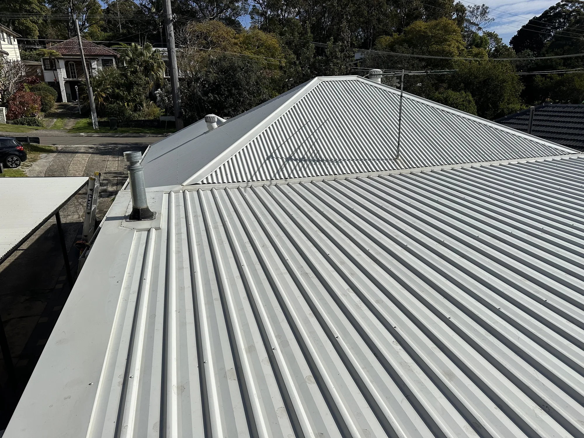 Corrugated metal roof after cleaning, Sydney