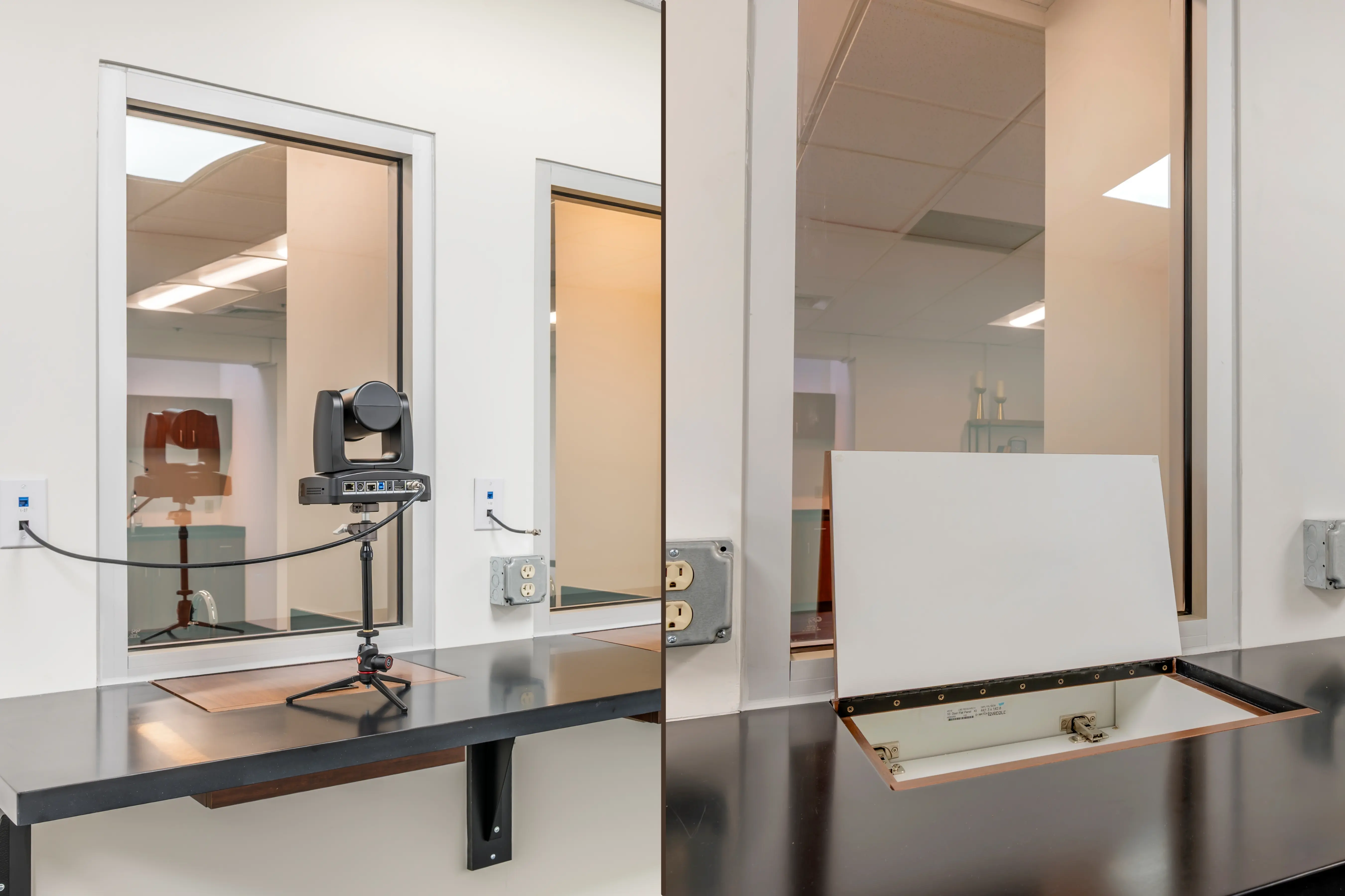 Queen City viewing suite with one-way observation glass for discreet client observation of Cincinnati focus groups at L&E Research