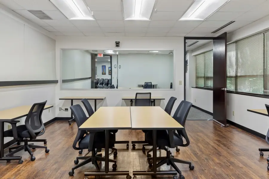 Spacious focus group room rental within the Biltmore suite at L&E Research Raleigh, configured for consumer insights and participant panels.