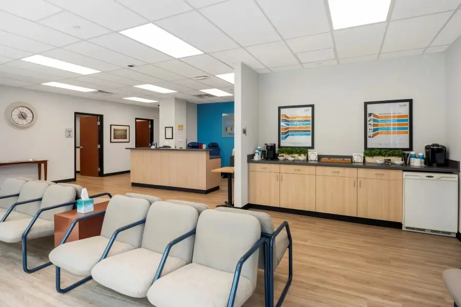 Participant waiting area at the L&E Research Columbus research facility