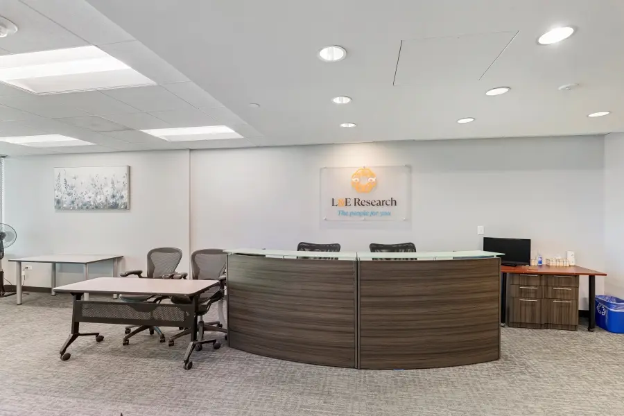 Reception desk at the L&E Research Denver market research facility