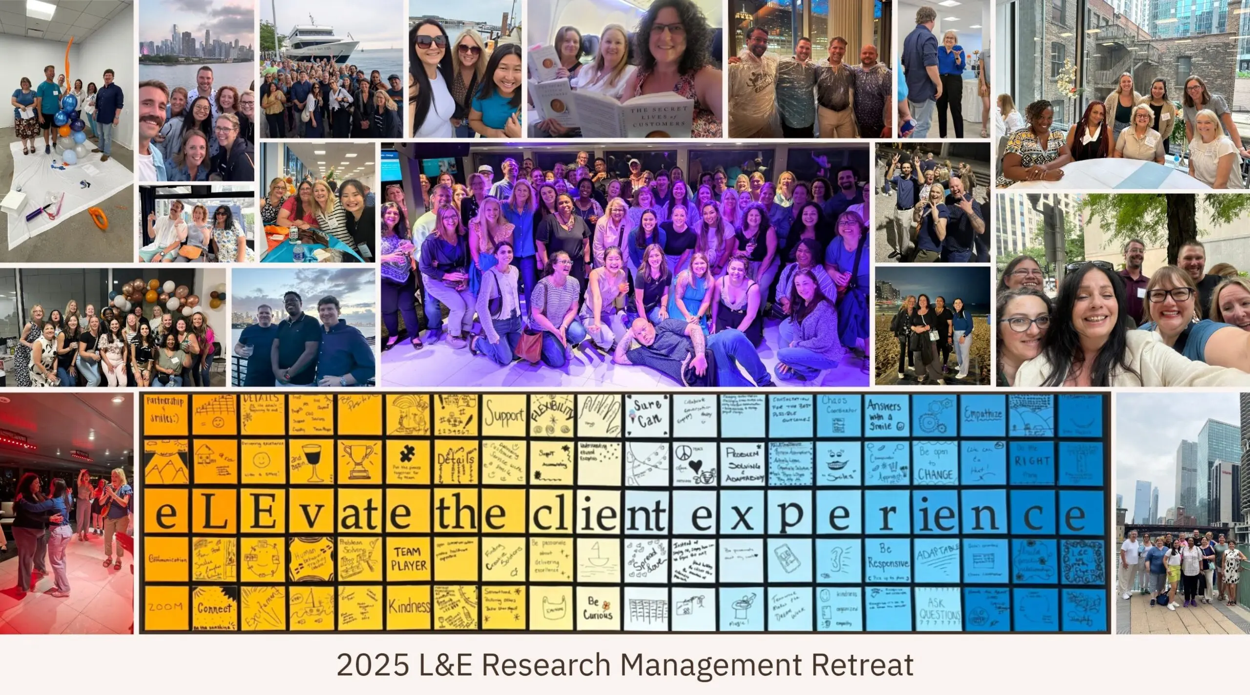 A collage of the L&E Research management