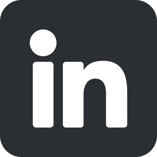 LinkedIn logo with lowercase 'in' on a dark rounded square background.