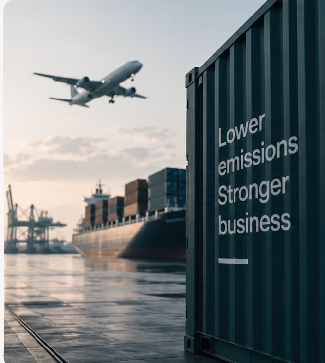 Air and ocean freight illustrating a low-carbon commercial offering