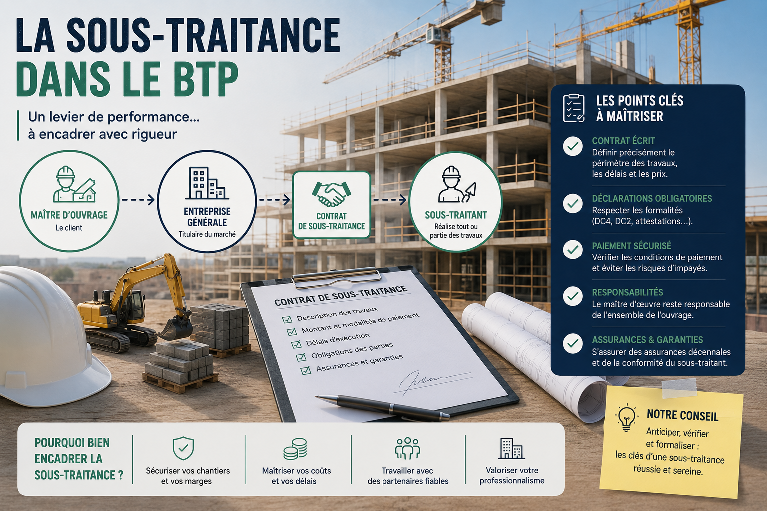 Sous-traitance BTP : contrat, vigilance et rentabilité, le guide 2026