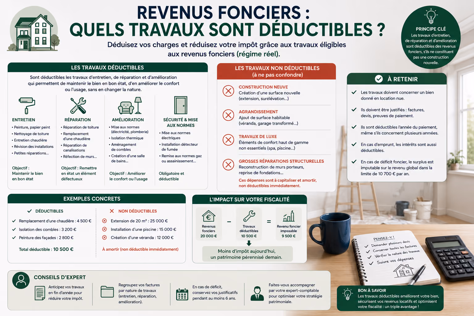 Quels travaux sont déductibles des revenus fonciers ?