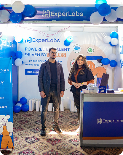 ExperLabs booth at a career fair