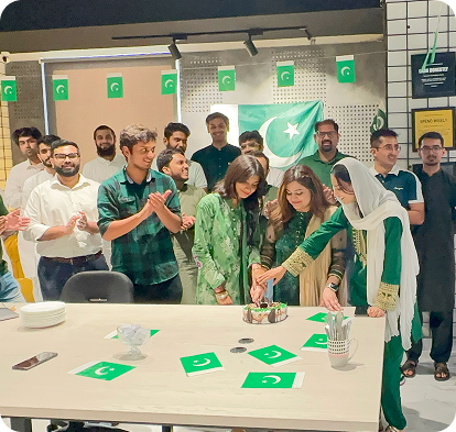 ExperLabs team celebration at the office