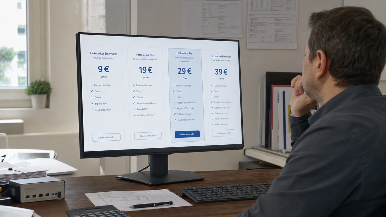 Diagnostiqueur comparant tarifs logiciels facturation