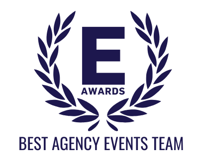 E Awards logo with laurel wreath and text Best Agency Events Team.