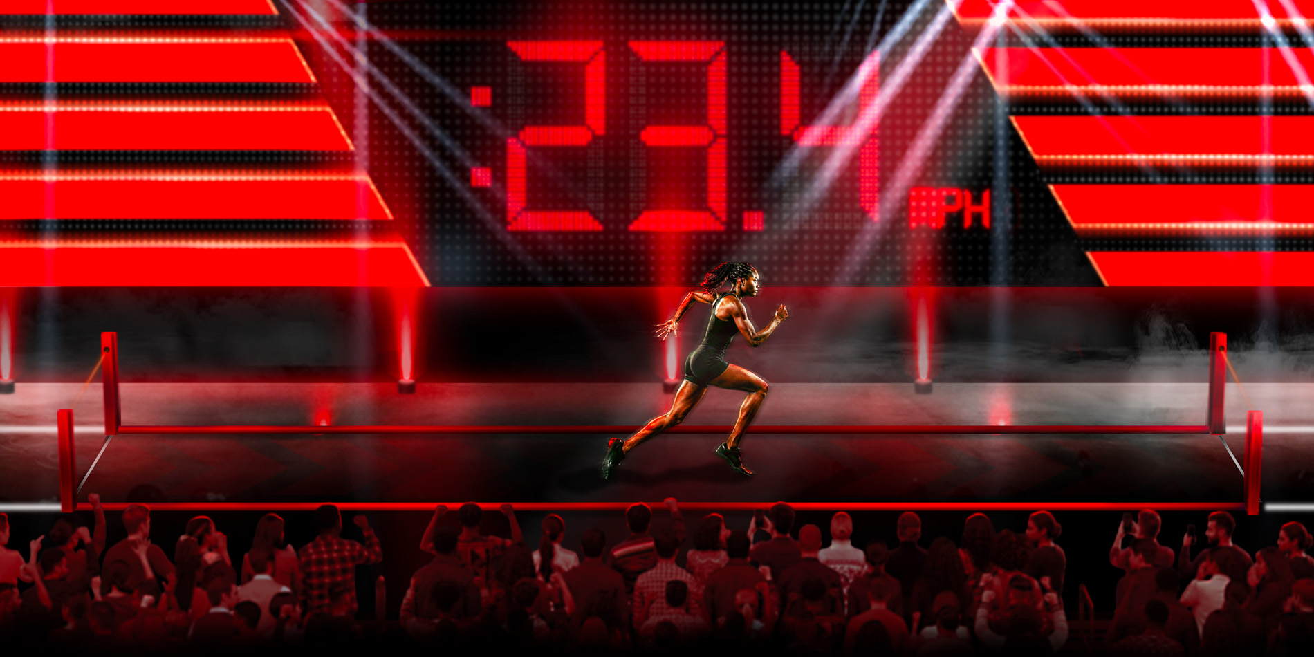 World 1 Championship Fastest athlete running through Speed Chamber