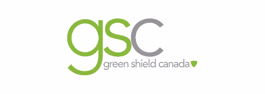 Green Shield Canada logo with green and gray lowercase letters and a small green shield icon.