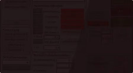 Control panel with German text fields and buttons for motor protection, thermistor, and operation hours display.