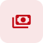 Rotes Quadrat mit unscharfem weißen Text in der Mitte.