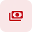 Rotes Quadrat mit unscharfem weißen Text in der Mitte.