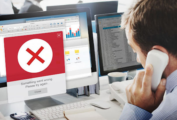 Computer User Encountering Error Message