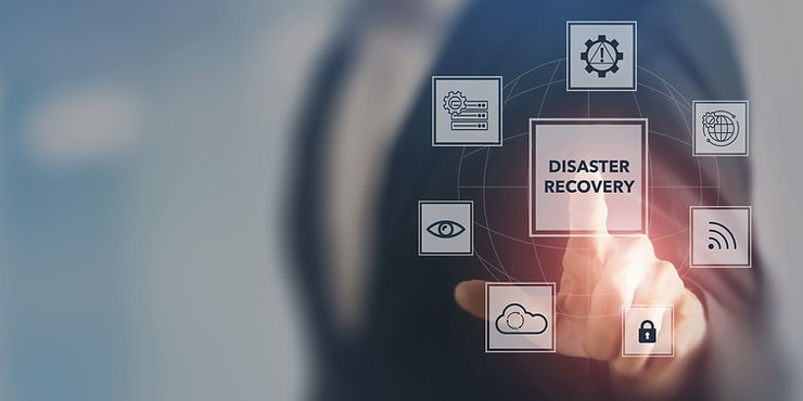 man clicking on disaster recovery icon with other settings available