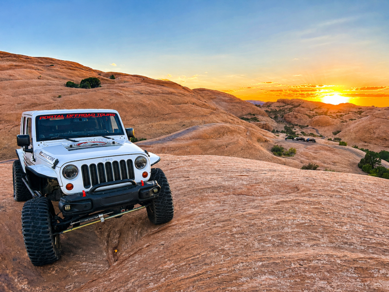 Jeep at sunset, Golden Hour tour
