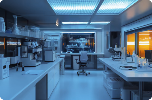 Laboratorio de análisis con instrumental técnico