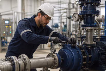 Técnico de Suintec realizando un test de integridad de filtros en planta