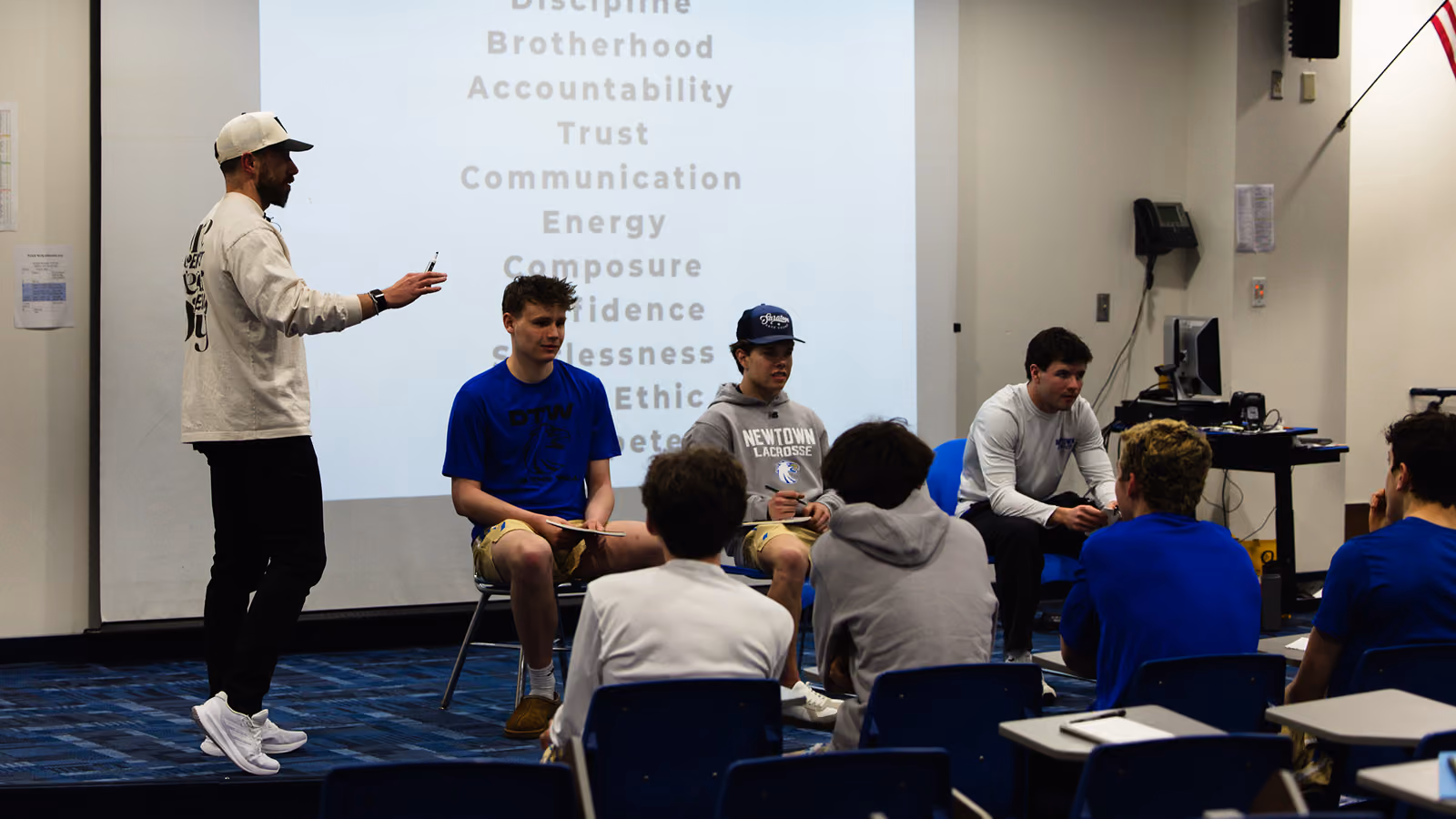 coach talking to athletes