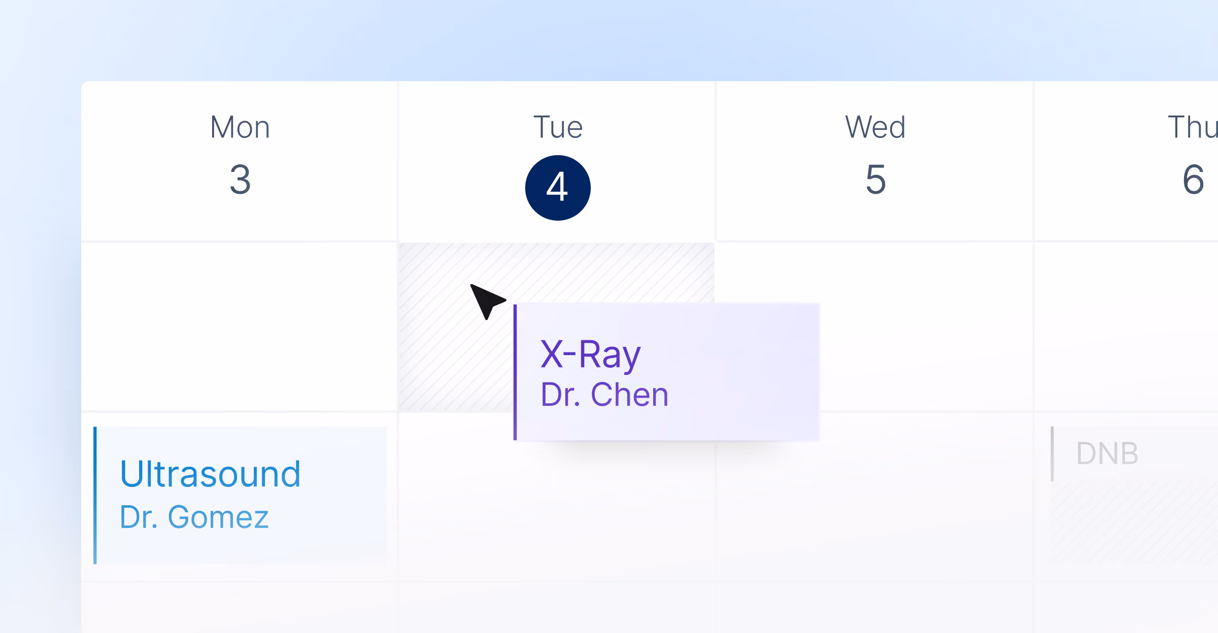 Visual of Calendar with appointment. 