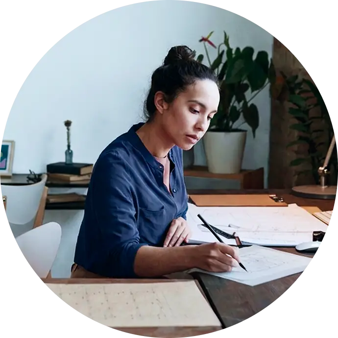 Woman writing on a paper