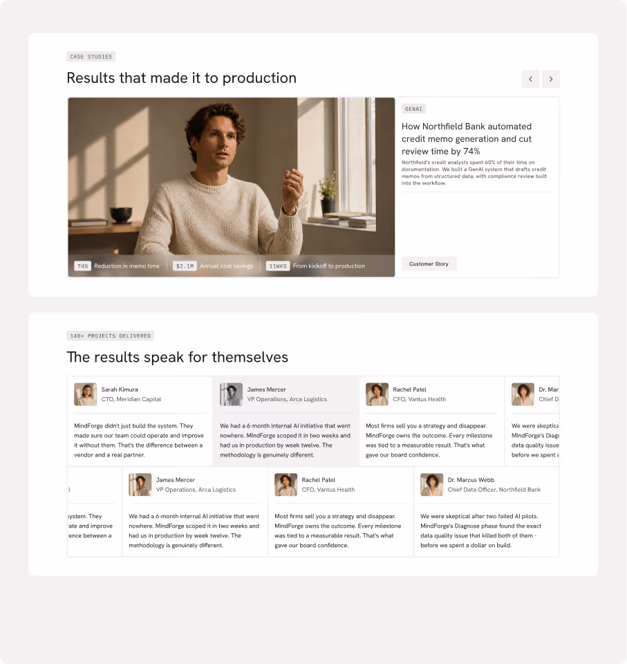 Webflow template for AI consulting and ML services firms