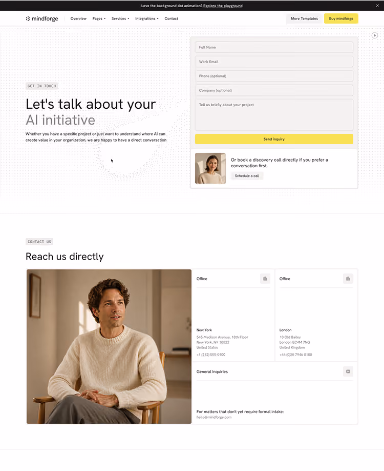 Webflow template for AI consulting and ML services firms