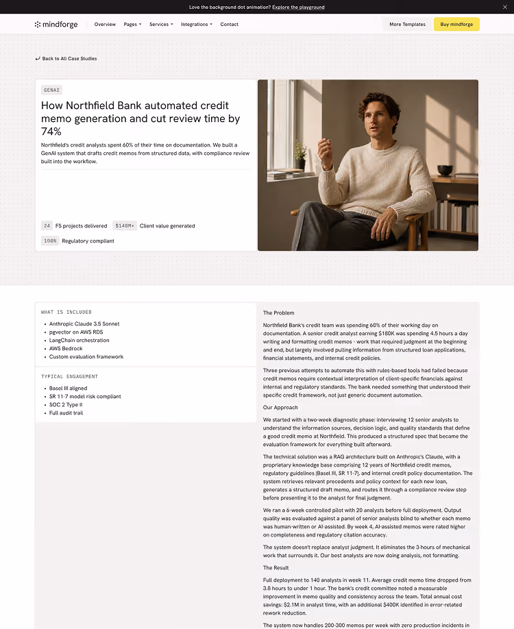 Webflow template for AI consulting and ML services firms
