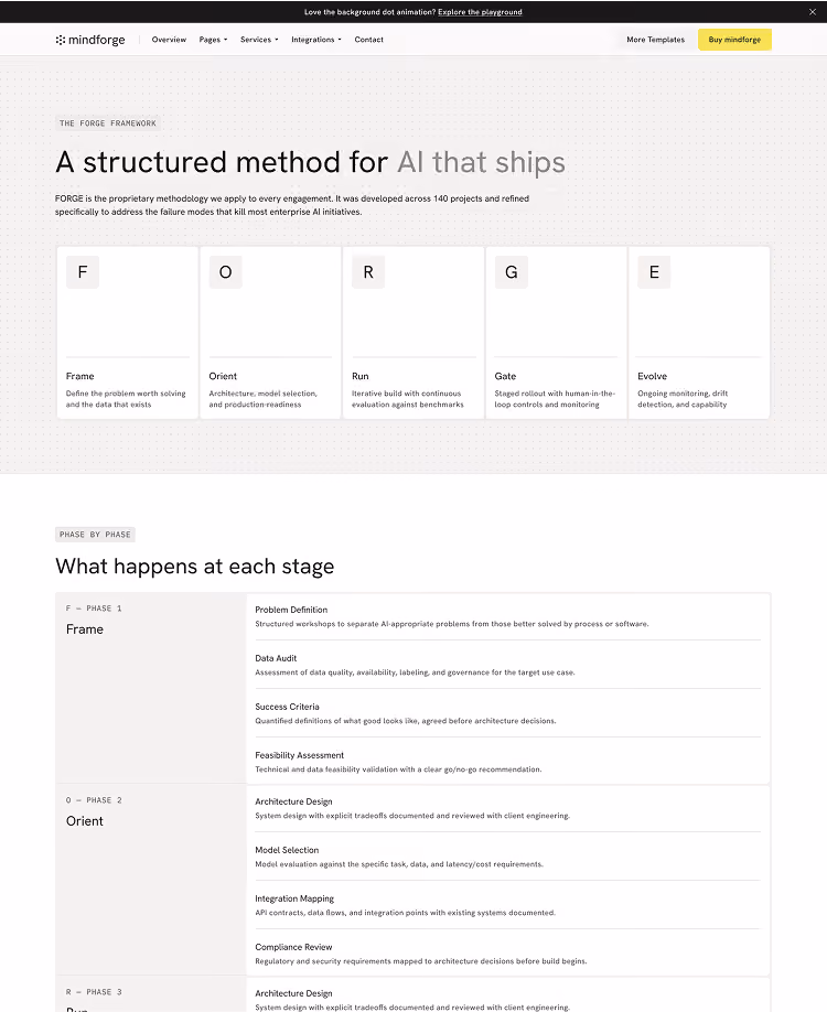 Webflow template for AI consulting and ML services firms