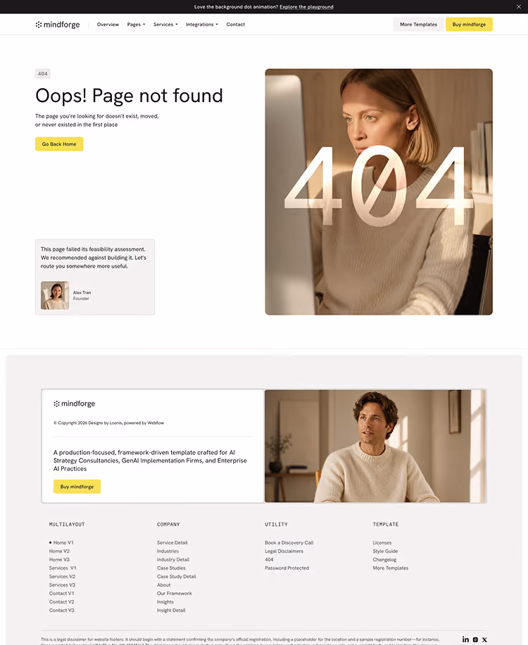 Webflow template for AI consulting and ML services firms
