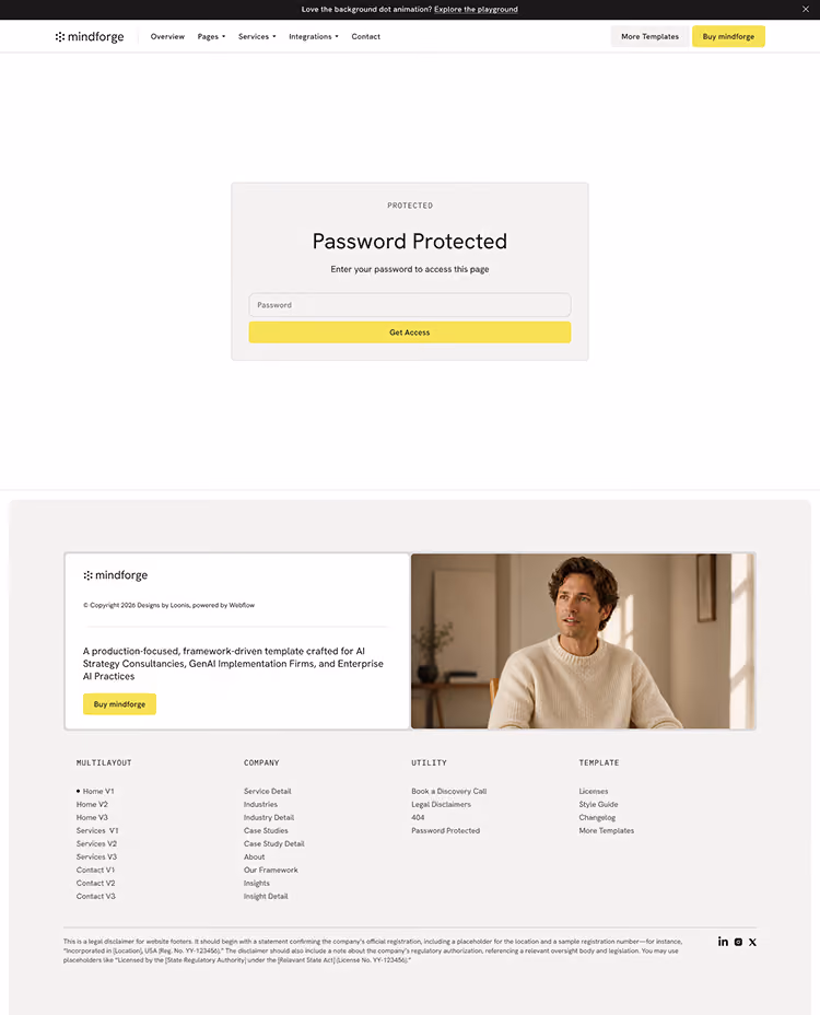 Webflow template for AI consulting and ML services firms