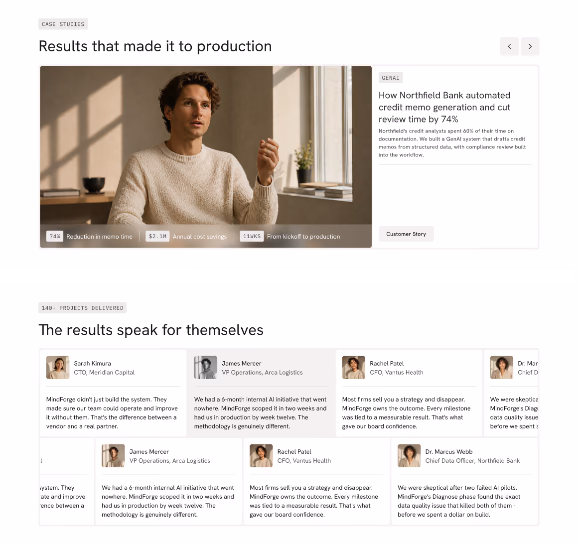 Webflow template for AI consulting and ML services firms