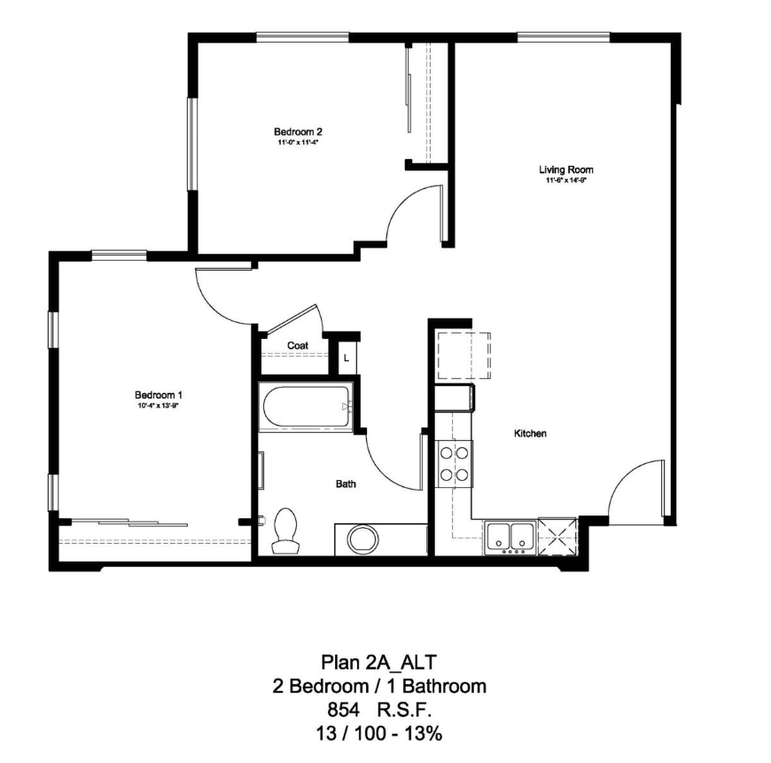 2x2 floor plan