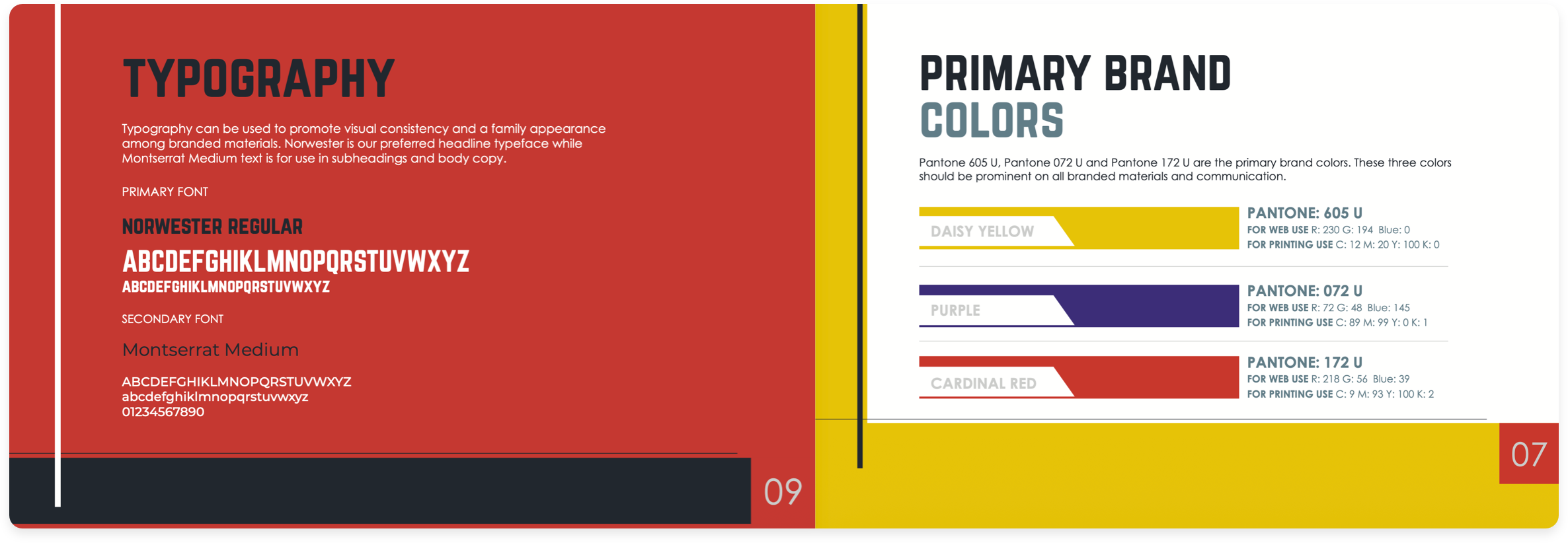 Typography and color palette