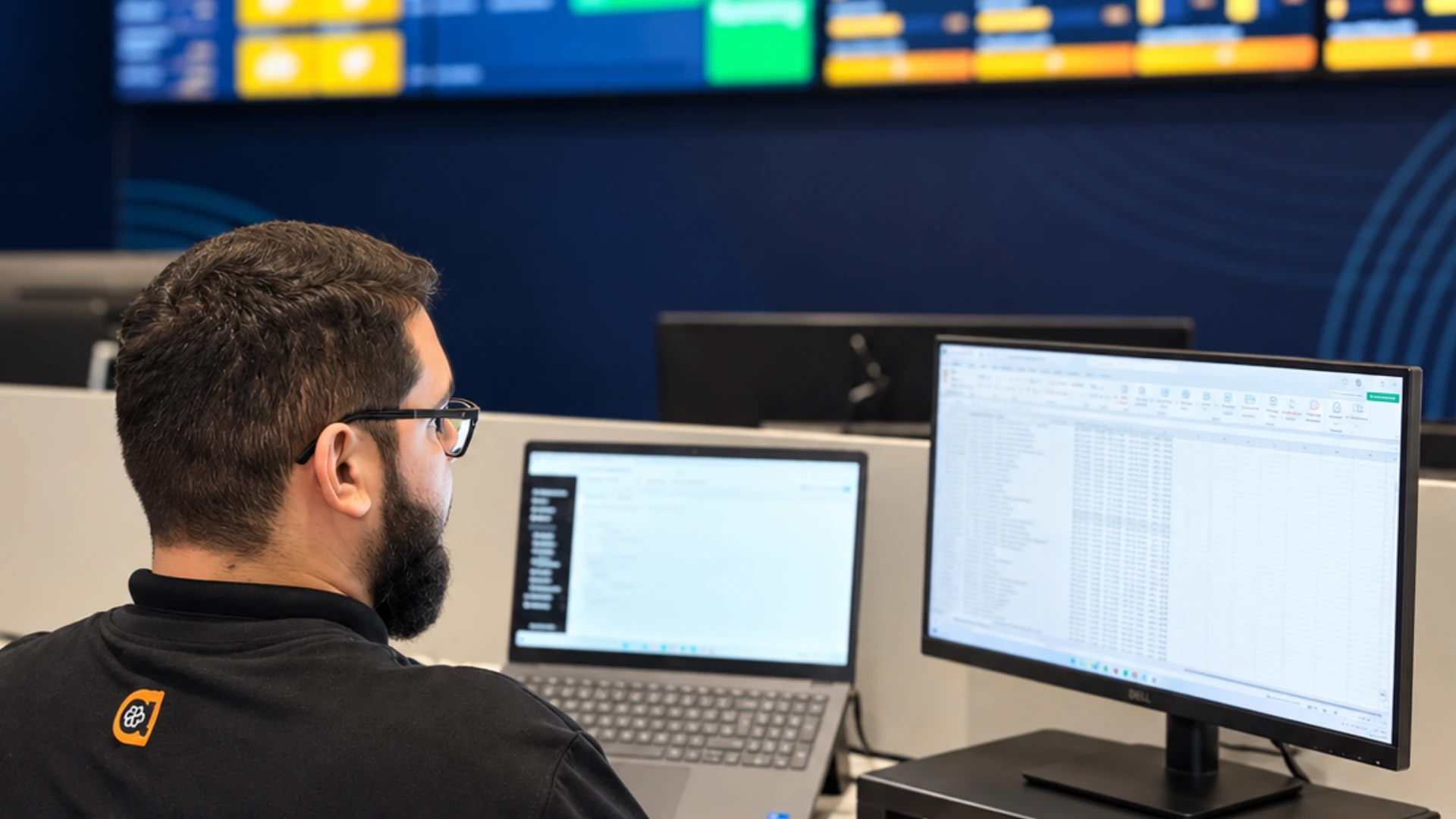 Analista da AIKS monitorando a operação no centro de operações