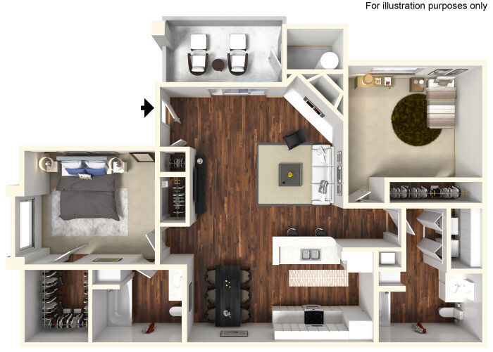 2 bed 2 bath floor plan layout